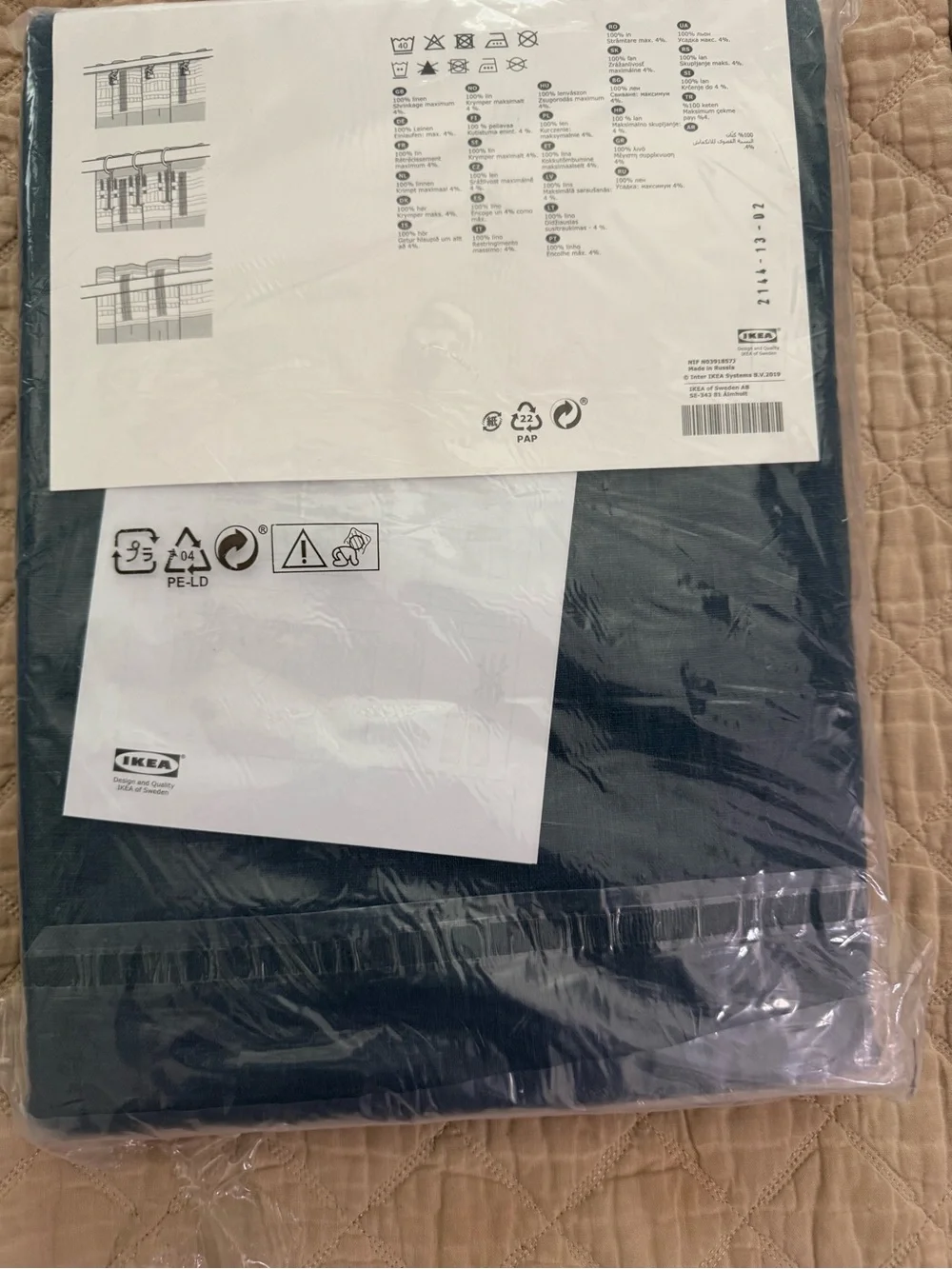 IKEA Dytåg Navy Blue Linen Window Curtain Panel Pair 57”x 98”